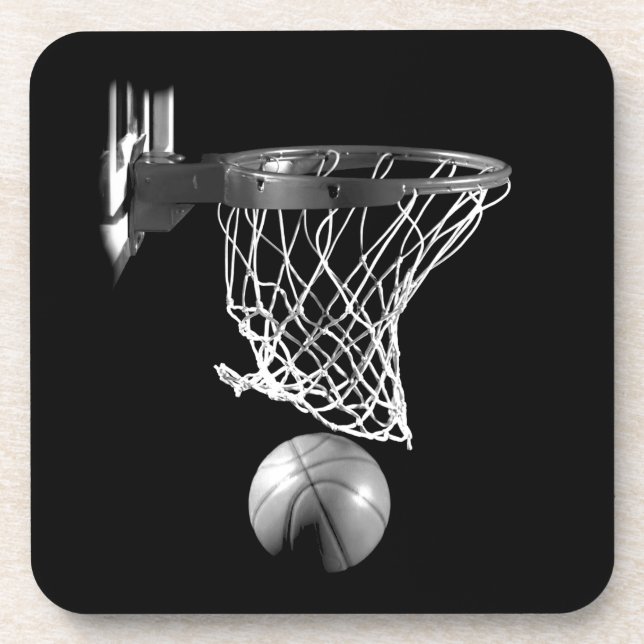Black & White Basketball Coaster (Front)