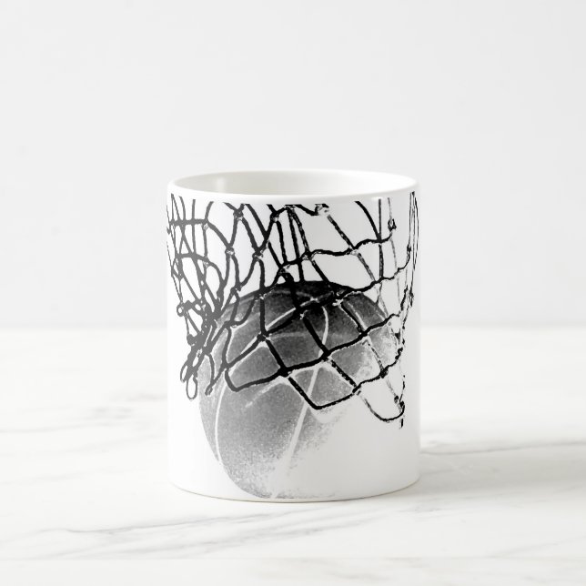 Black & White Basketball Coffee Mug (Center)