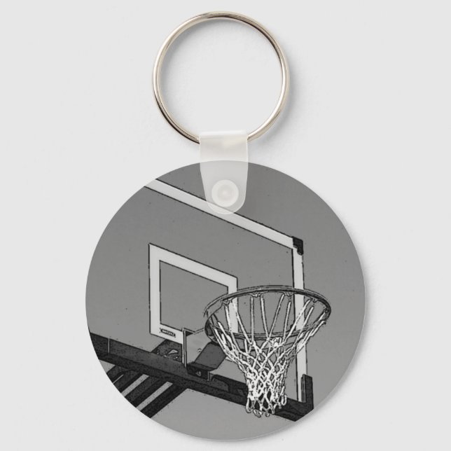 Black & White Basketball Hoop Key Ring (Front)