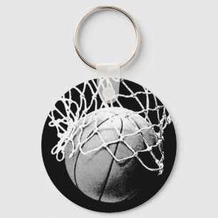 Black & White Basketball Key Ring