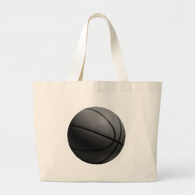 Black & White Basketball Large Tote Bag (Front)