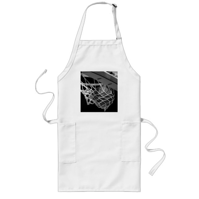 Black & White Basketball Long Apron (Front)