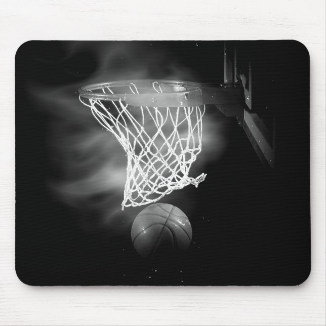 Black & White Basketball Mouse Pad (Front)