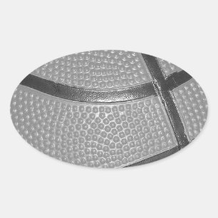 Black & White Basketball Oval Sticker
