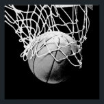 Black & White Basketball Perfect Art Poster<br><div class="desc">I Love This Game. Popular Sports - Basketball Game Ball Image.</div>
