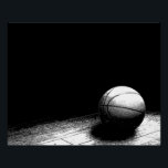 Black & White Basketball Perfect Poster<br><div class="desc">Sport Themed Digitally Edited Art Photography - Black & White Basketball Door Poster Print</div>