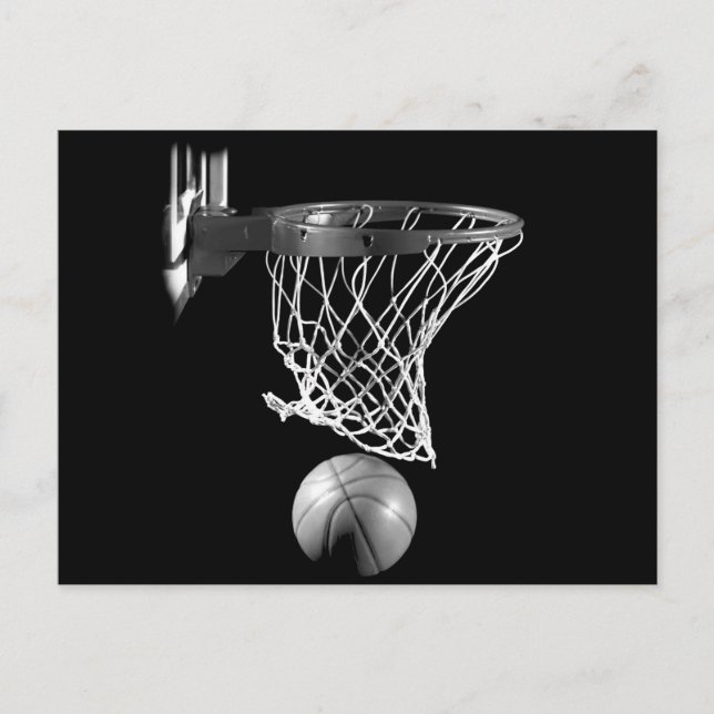 Black & White Basketball Postcard (Front)