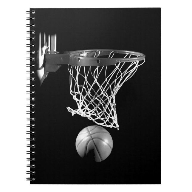 Black & White Basketball Spiral Notebook (Front)