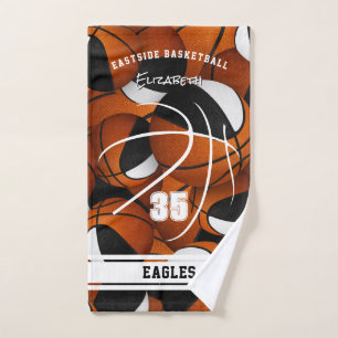 black white basketball team colours athlete name hand towel