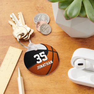 black white basketball team spirit kids custom key ring