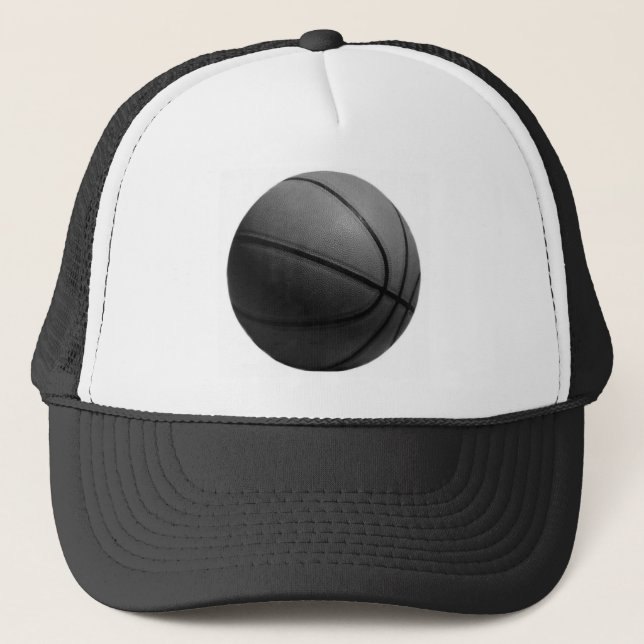 Black & White Basketball Trucker Hat (Front)
