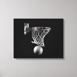 Black & White Basketball Wrapped Canvas
