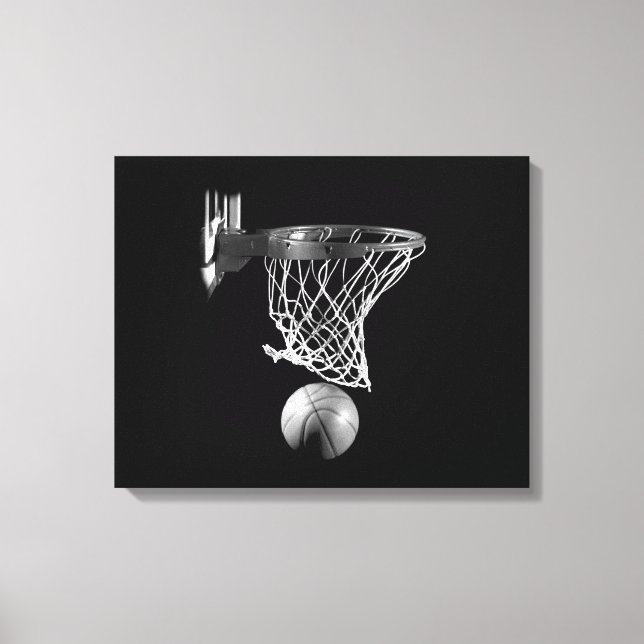 Black & White Basketball Wrapped Canvas (Front)