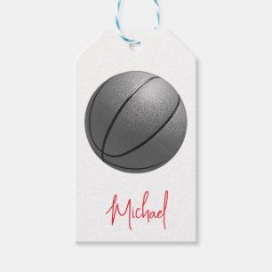 Black & White Basketball Your Name Custom Gift Tags