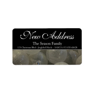 Black White baubles New Address Label