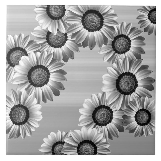 Black & white beautiful flowers tile (Front)
