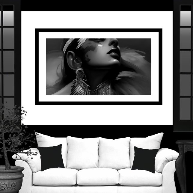 Black White Beautiful Indian woman Monochrome 2 Poster (Creator Uploaded)