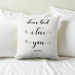 Black White Bedroom Quote Bed I love you Cushion