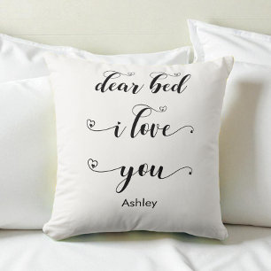 Black White Bedroom Quote Bed I love you Cushion