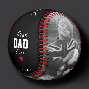 Black White Best Dad Ever 3 Photo Father's Day Baseball