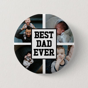 Black White Best Dad Ever Custom Photo Picture 6 Cm Round Badge