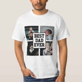 Black White Best Dad Ever Custom Photo Picture T-Shirt