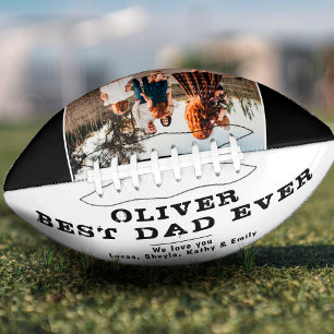Black White Best Dad Father`s Day Family Photo Football