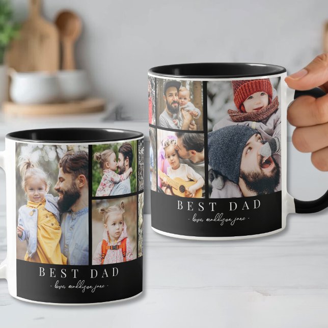 Black White Best Dad Photo Collage Mug (Black White Best Dad Photo Collage Mug)