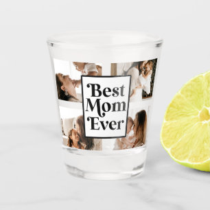 Black White Best Mum Ever Custom Photo Picture Shot Glass