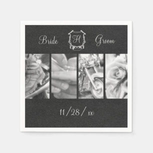 Black & White Biker Wedding Custom Paper Napkins