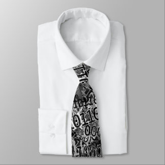 Black White Binary Code Tie