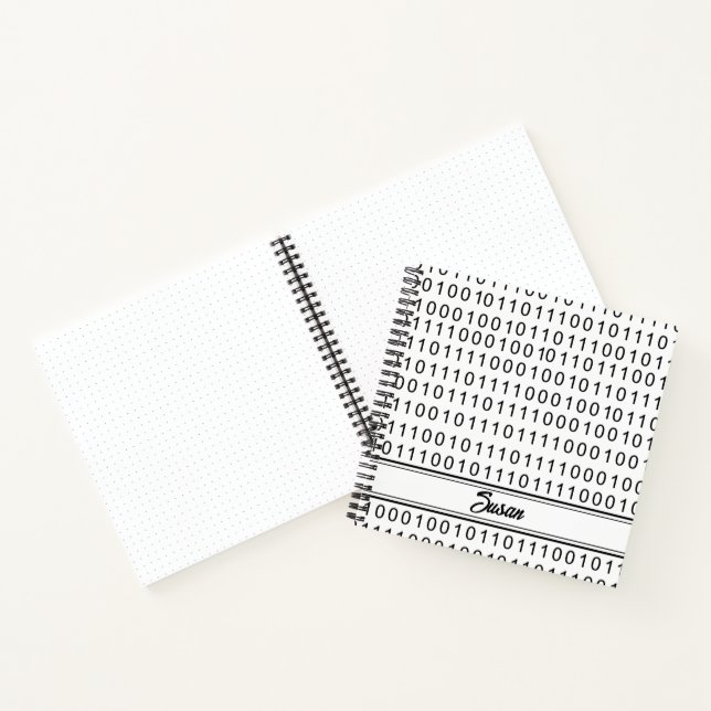 Black White Binary Numbers Bullet Journal (Inside)