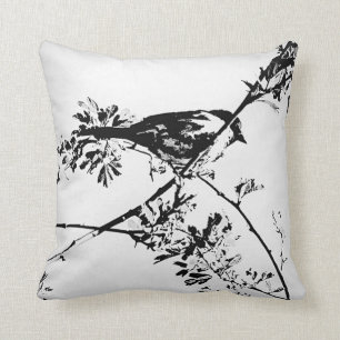 Black & White Bird Pillows. Cushion