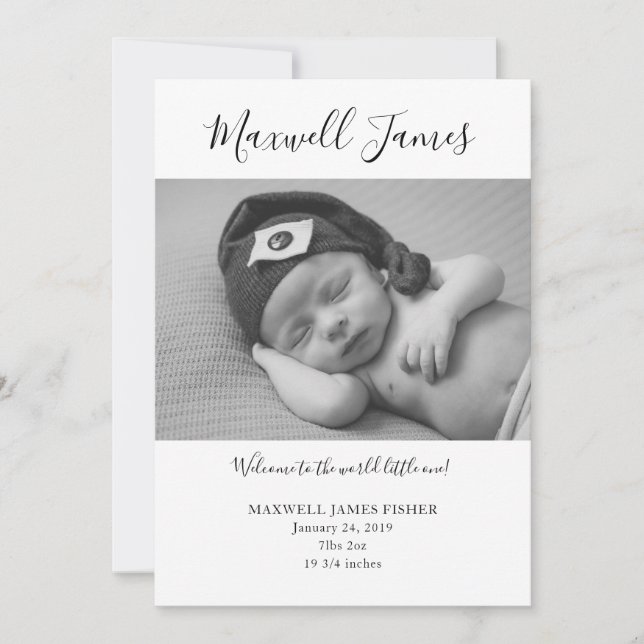 Black & White Birth Announcement (Front)