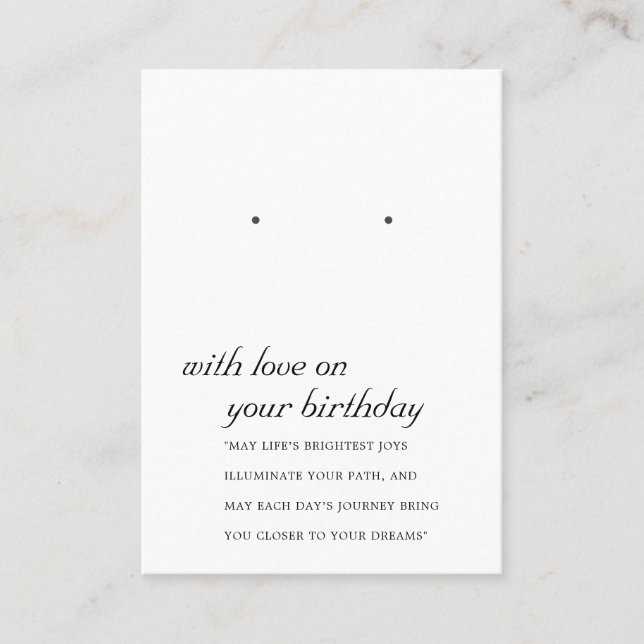 BLACK WHITE BIRTHDAY FRIEND EARRING DISPLAY CARD (Front)