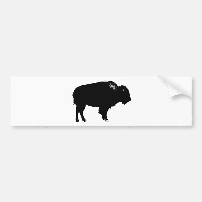 Black & White Bison Buffalo Silhouette Pop Art Bumper Sticker (Front)