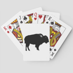 Black & White Bison Buffalo Silhouette Pop Art Playing Cards