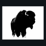Black & White Bison Buffalo Silhouette Pop Art Poster<br><div class="desc">Iconic American West Historical Images - Buffalo Photography Artwork</div>