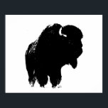 Black & White Bison Buffalo Silhouette Pop Art Poster<br><div class="desc">Iconic American West Historical Images - Buffalo Photography Artwork</div>