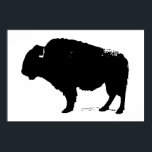 Black & White Bison Buffalo Silhouette Pop Art Poster<br><div class="desc">Iconic American West Historical Images - Buffalo Photography Artwork</div>