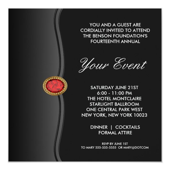 Black White Black Tie Corporate Party Event Invitation Zazzle Co Nz