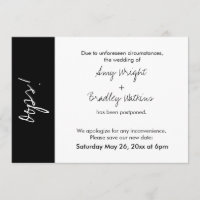 Black White Block Oops! Postponed Wedding Card