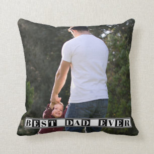 Black, white blocks Best Dad Ever photo Cushion