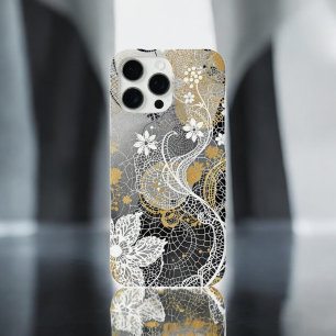 Black & White Bloom Protector iPhone 16 Pro Max Case