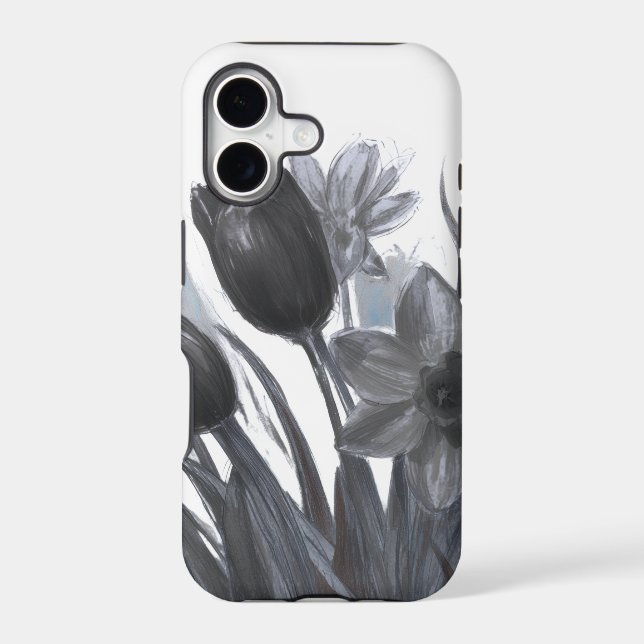 Black + White Blooming Flowers On An iPhone (Back)