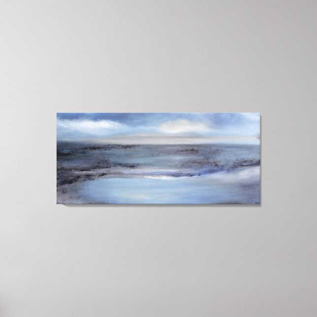 Black White Blue Abstract  Seascape Canvas Print (Front)