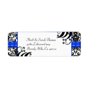 Black, White, & Blue Floral Damask