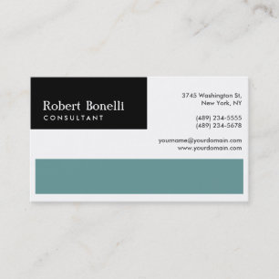 Black White Blue Modern Consultant Business Card