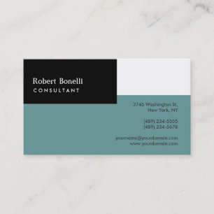 Black White Blue Modern Consultant Business Card