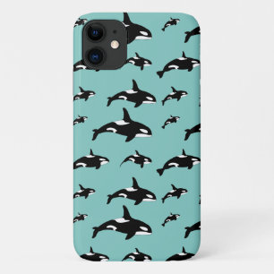 Black White Blue Orca Killer Whale Marine Pattern Case-Mate iPhone Case